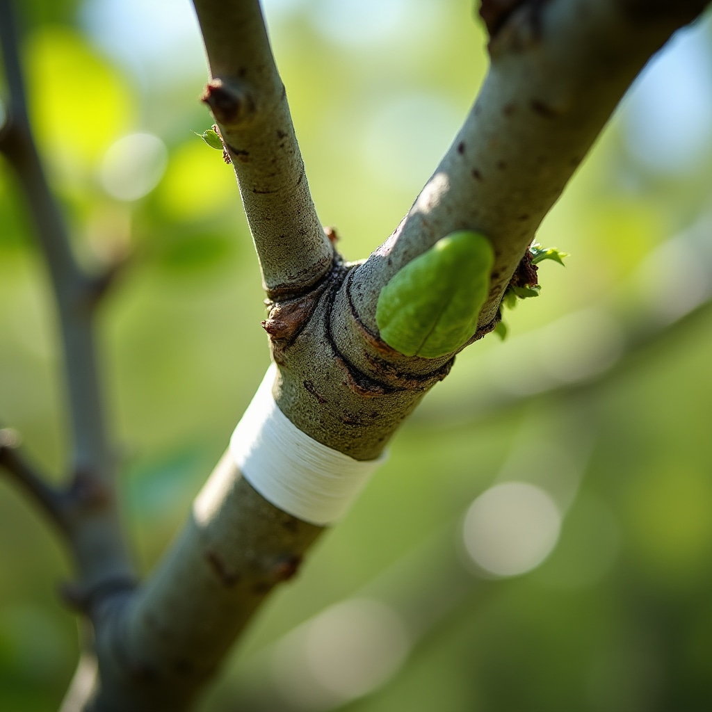 Injerto de púa en árbol frutal con cinta de injertado